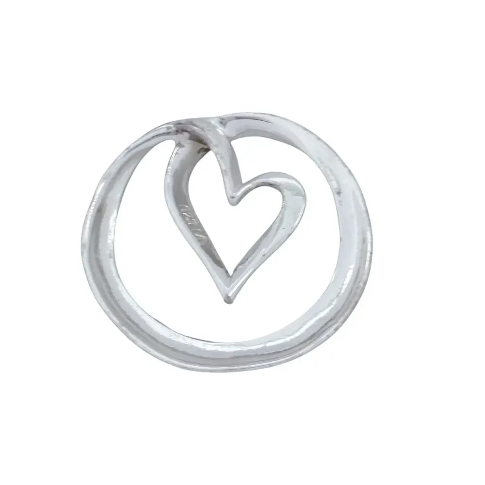 Sisters Inspirational Quote Heart Infinity Pendant | Vintage Sterling Silver 925